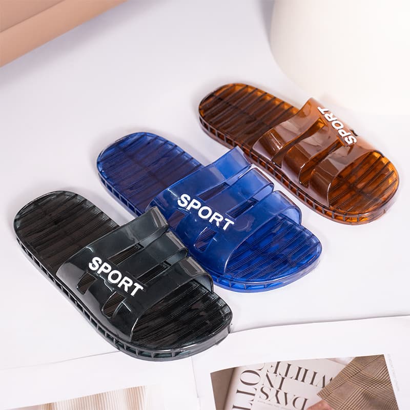 Home Men's Slippers Bathrooms Anti-Slip Shower Indoor Plastic Odor-Resistant Quick-Dry Transparent Crystal Air Conditioning Sand