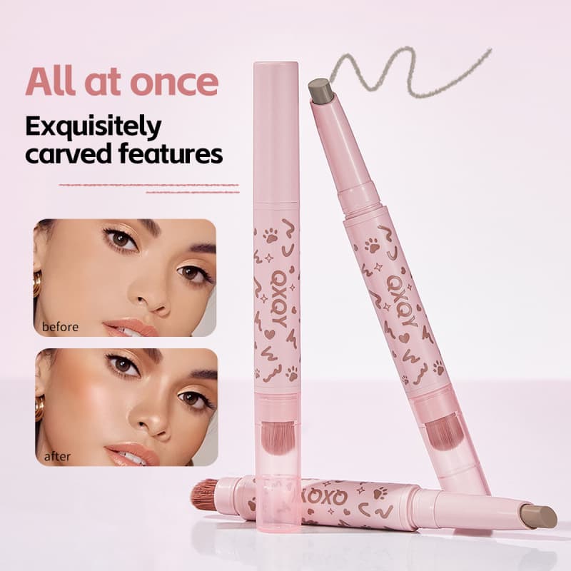 QXQY double-ended contouring pen to modify contours, shadows and three-dimensional effect double-ended contouring stick cross-border makeup source wholesale