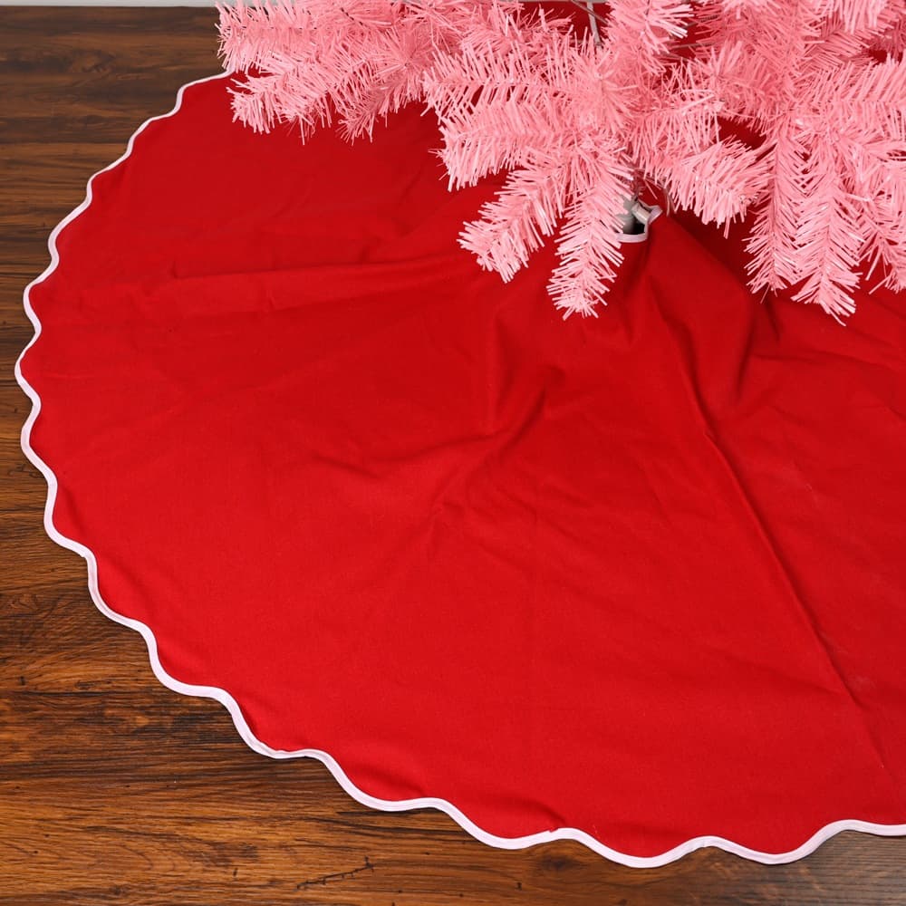 Amazon cross-border new canvas wavy Christmas tree skirt Christmas tree floor mat Christmas holiday decoration supplies