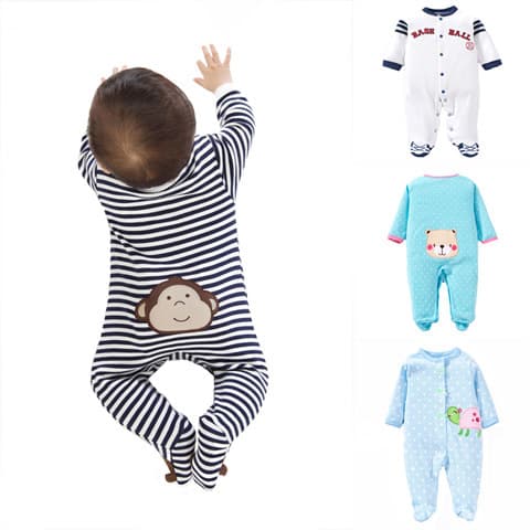 Baby Romper Long-Sleeve Sleepwear for 3-6 Months Old Boys, Spring/Summer Outfit, Full Month Outfit