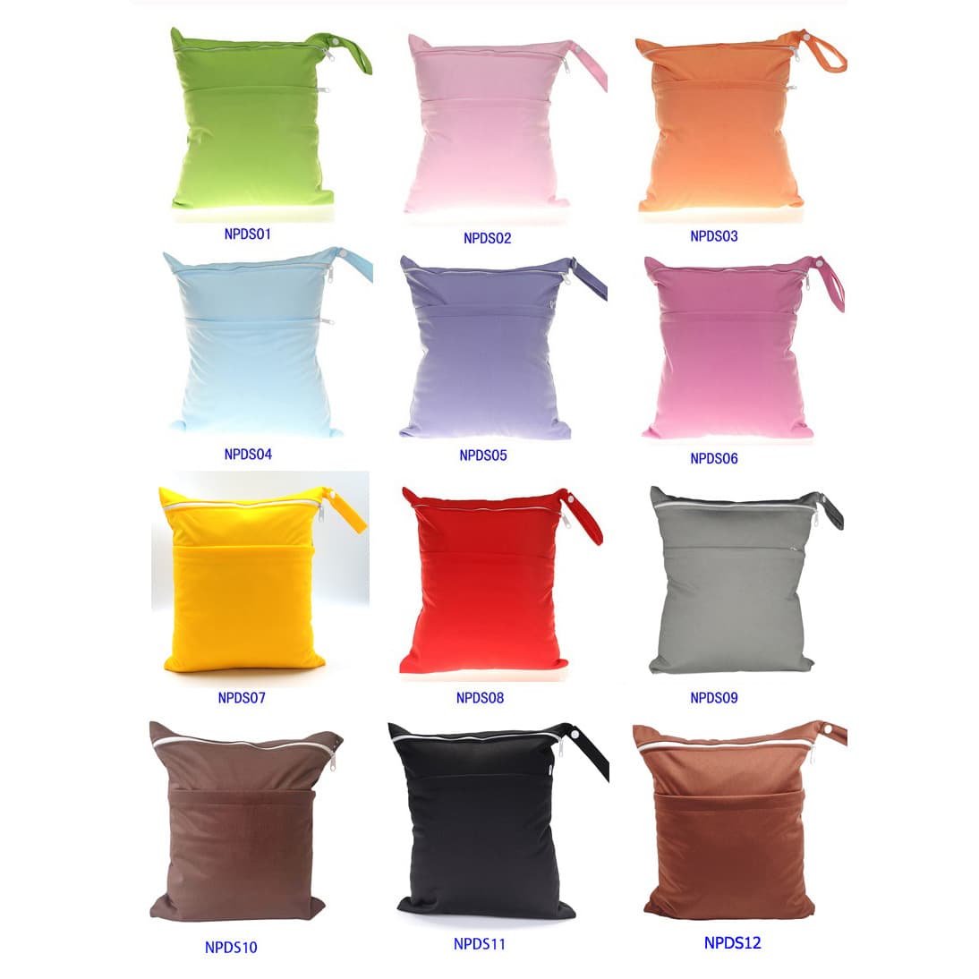 28 colors, double zipper solid color diaper bags, diaper storage bags with waterproof film, small quantity wholesale, cosmetic bags.