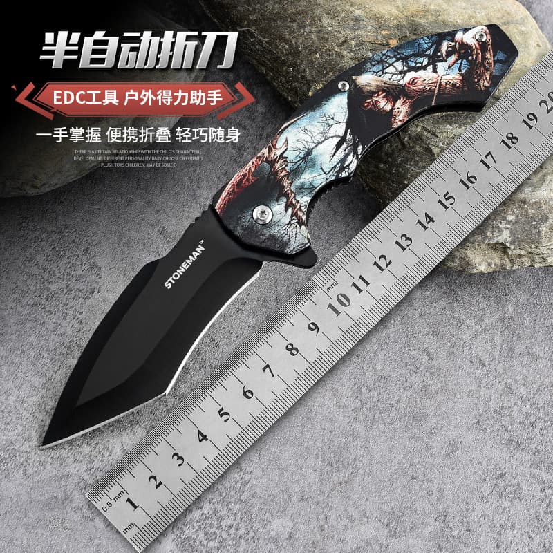 Manufacturer's new multifunctional stainless steel pocket knife, outdoor camping straight knife, thickened one-piece steel survival pocket knife