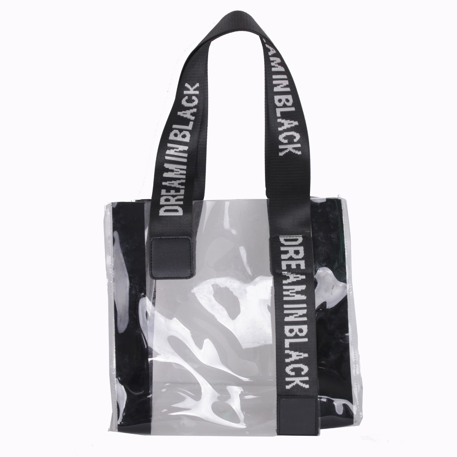New Fashion Women's Handbag, Large Capacity Transparent PVC Tote, Portable Carry-Out Storage Bag