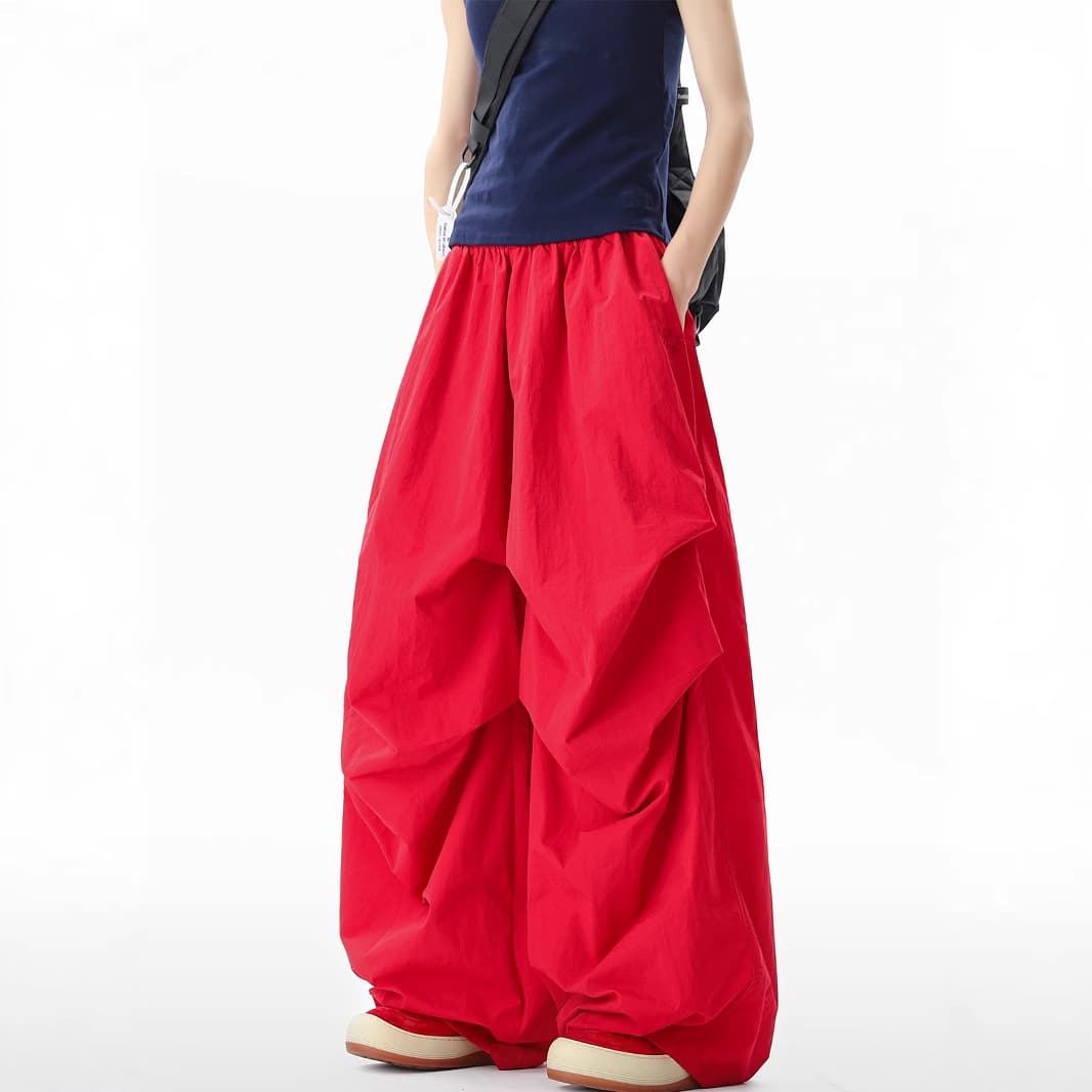American Retro Embroidered Navy Paratrooper Cargo Pants for Men, Summer Thin Oversize Loose Casual Pants