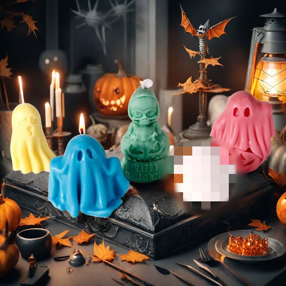 New Cross-Border Cartoon Halloween Ghost Scented Candle Silicone Mold DIY Pumpkin Skull Creative Ornament