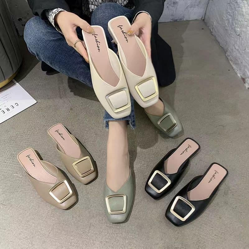 Women's Slip-On Half-Covered Soft-Soled Fashionable Lazy Shoes Casual Hollow Out PVC Upgraded Version Comfortable Lightweight