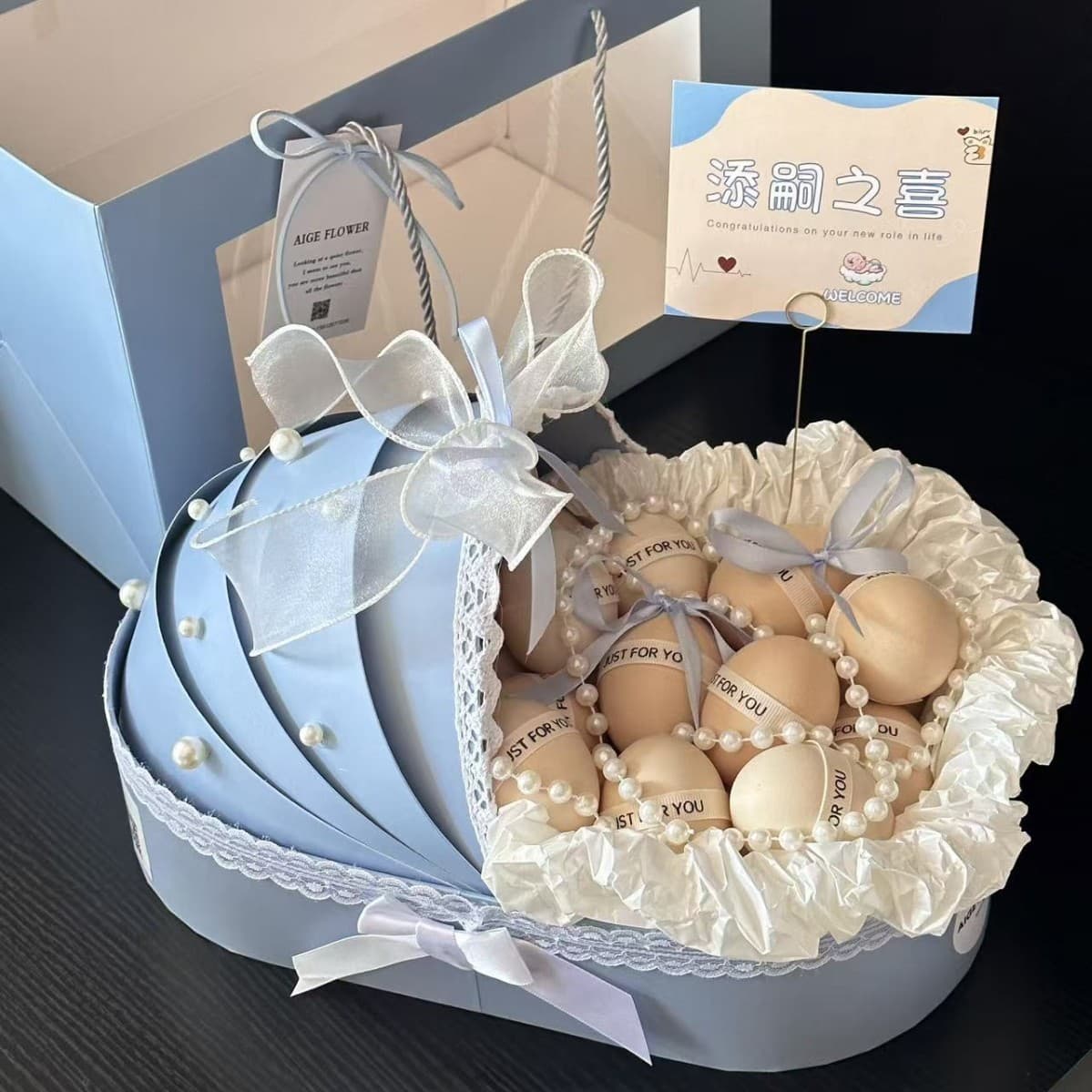 Cradle flower box, flower packaging box, confinement egg flower basket, gift box, fruit bouquet, floral gift packaging box