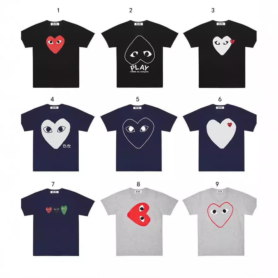 PLAY letters CDG simple symbol love embroidery same style round neck short-sleeved T-shirt for men and women