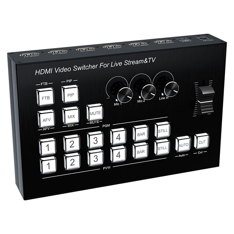 Factory Price HDMI Broadcast Switcher 4 In 2 Out with One TYPE C Capture Port, Supports OSD Display Input 4 Channels