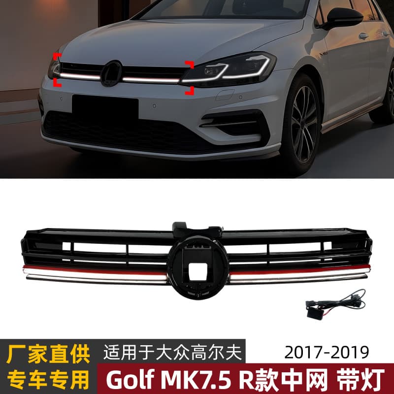 For Volkswagen Golf 7.5 Golf MK7.5 R Style with LED Light Up Grille Front Bumper Grille Modification
