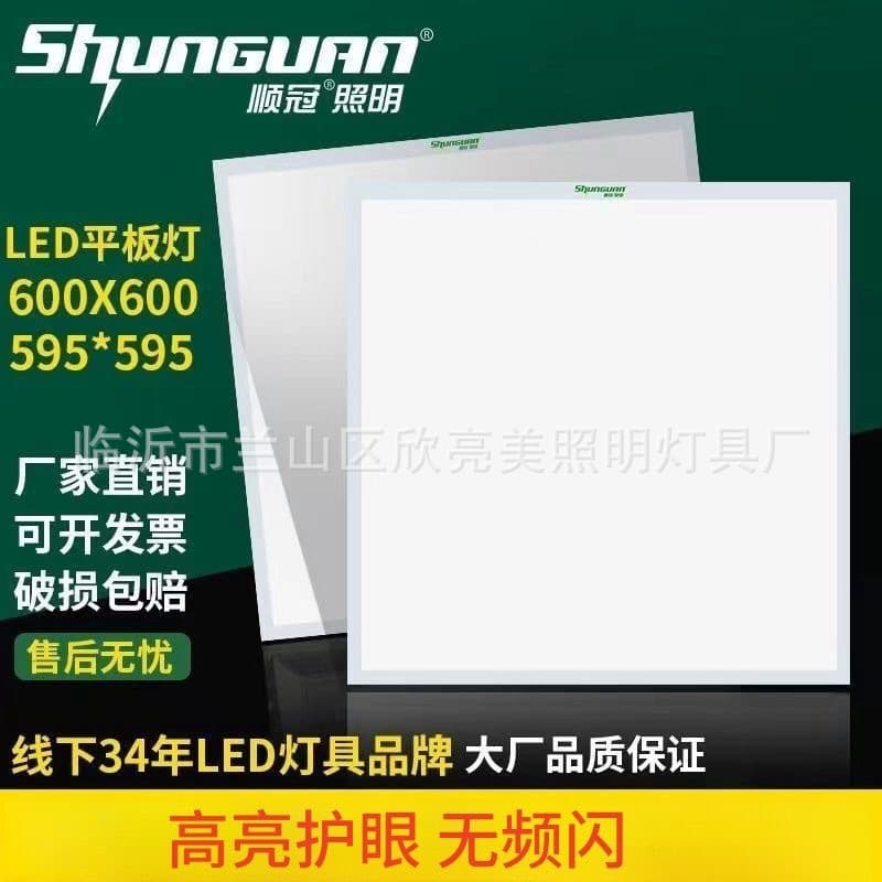 Shunguan Flat Panel Light LED Panel Light 600*600 Shunguan Lighting Mineral Wool Board 595*595 High Brightness Office Light