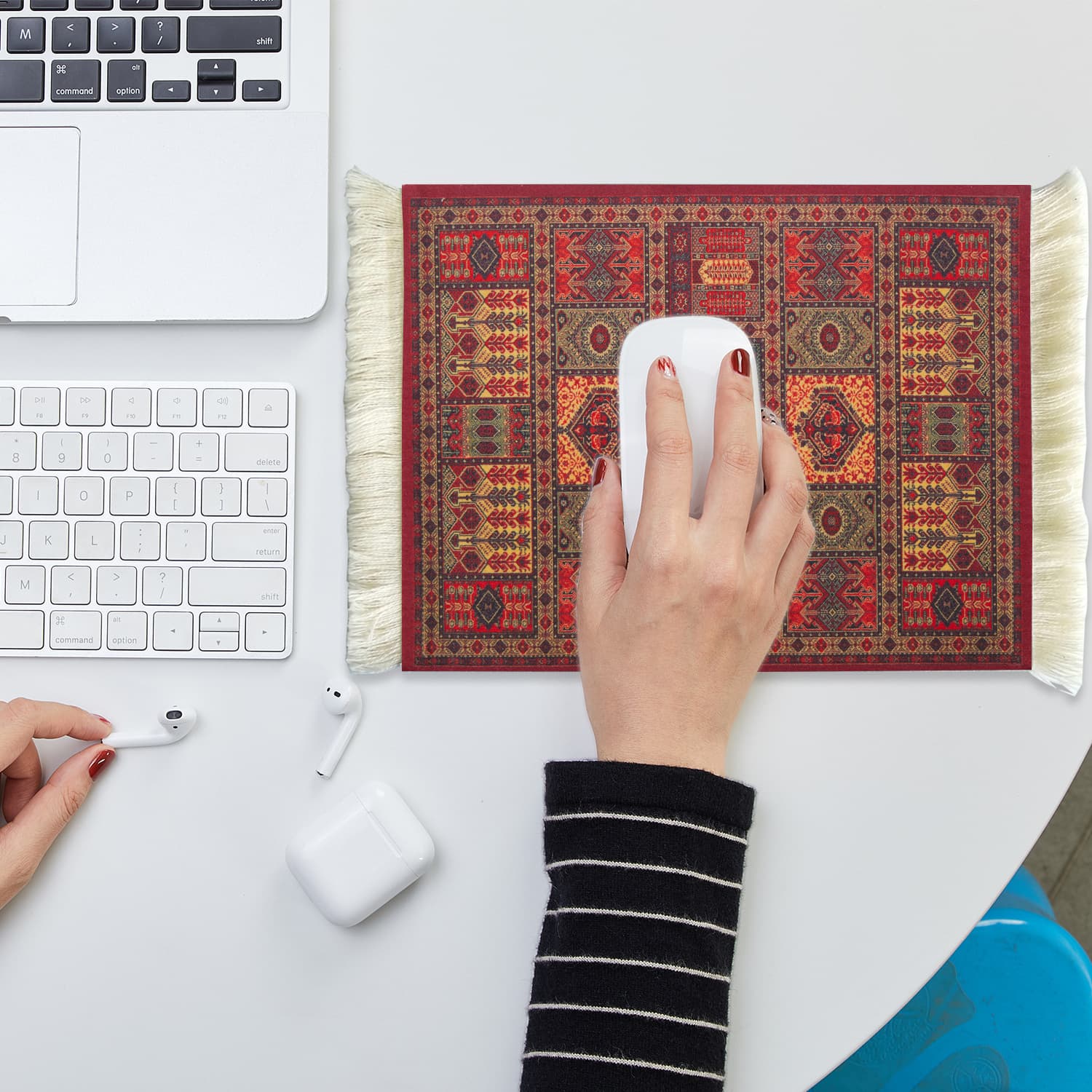 Cross-border delivery retro multi-function mouse pad Persian European small tassel pad office decoration insulated cup mat