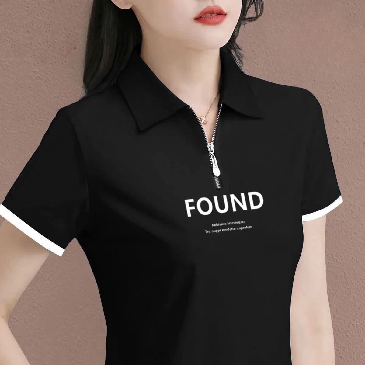 Plus Size Women's Short Sleeve Polo Neck Contrast Color Top Casual Summer T-Shirt Age-Defying Base Layer