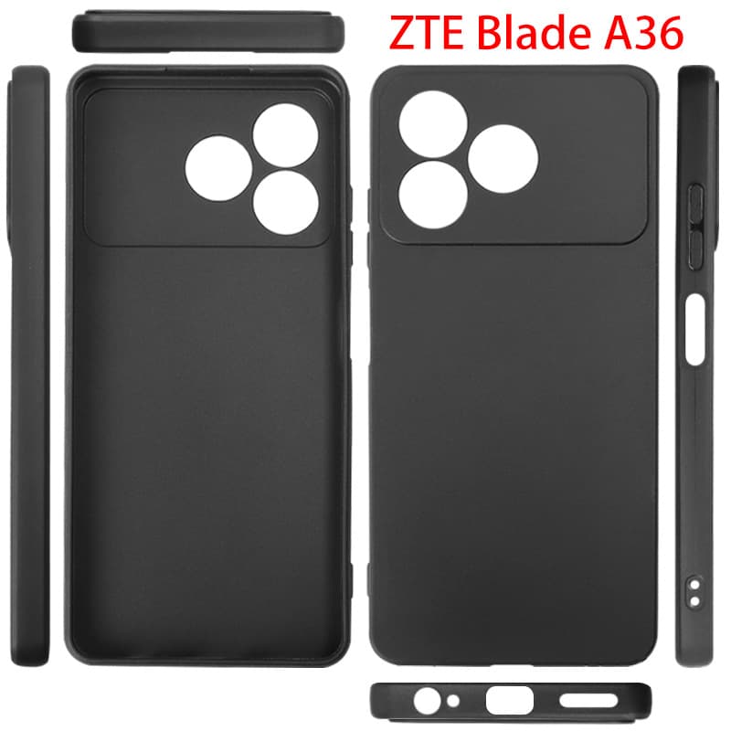 Compatible with ZTE Blade A36 Phone Case, Frosted TPU Black Material, Full Coverage Protective Soft Case