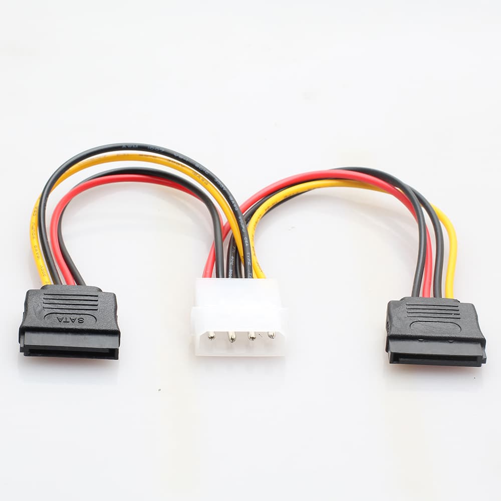 IDE to SATA 4-Pin to SATA Power Cable D-Shape 1-to-2 Power Adapter Converter Extension Cable