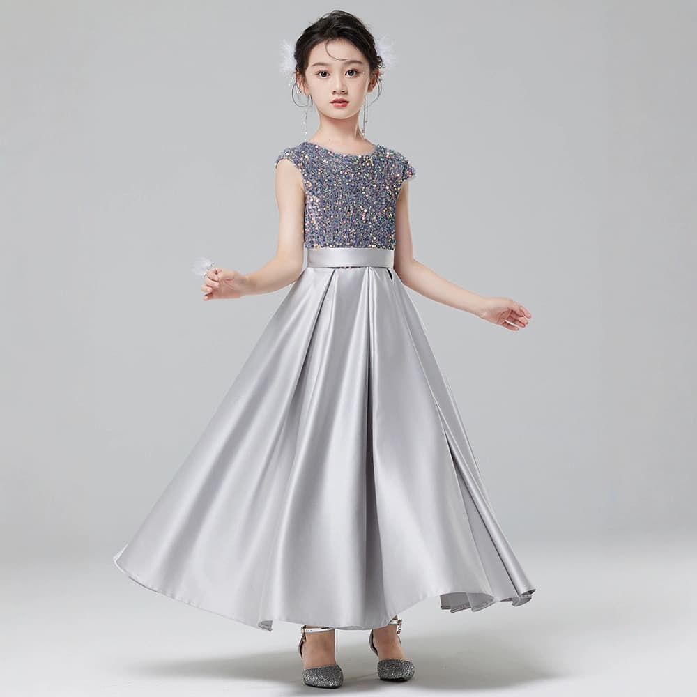 2026 new girls dress high-end princess dress short-sleeved girl piano hosting performance clothing one-year-old children's dress