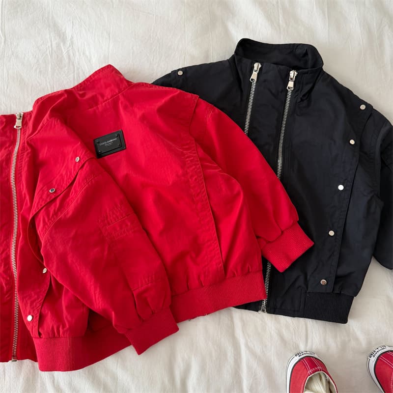 Kids Jacket 2026 Fall New Boys Girls Zhili Solid Color Zip-Up Jacket Baby Korean Style Lapel Coat
