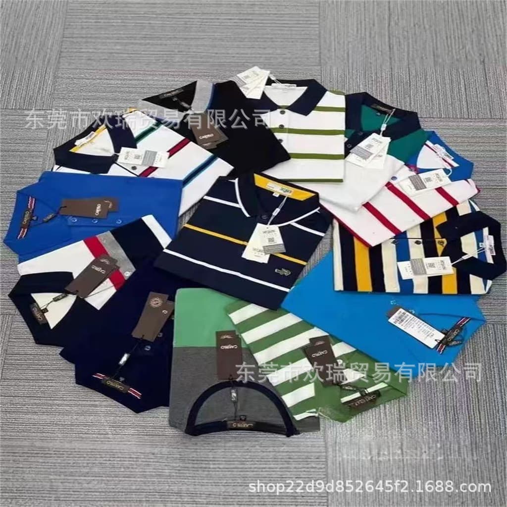 Export Cheap $1 $2 Polo Shirt for Middle-Aged Men Turn-Down Collar Short Sleeve Workwear Cross-Border Men's Polo Shirt