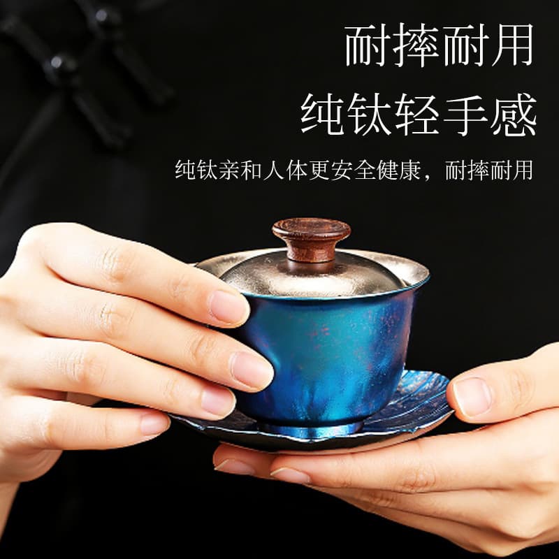 Pure titanium tea set inside and outside pure titanium double-layer tea maker new portable outdoor tea and water separation gift cup batch
