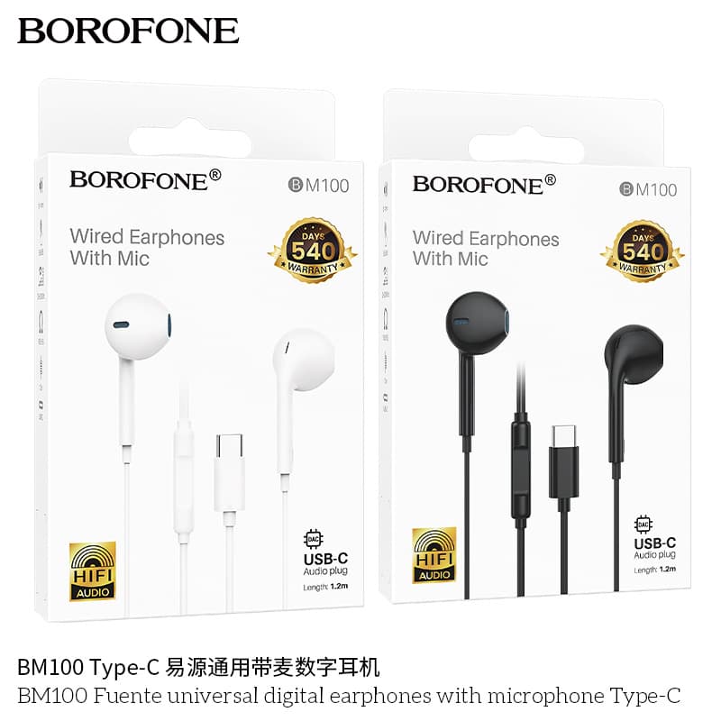 BOROFONE BM111 Wired Gaming Earphones with Mic, Universal Type-C/3.5mm, Sports Music Earbuds