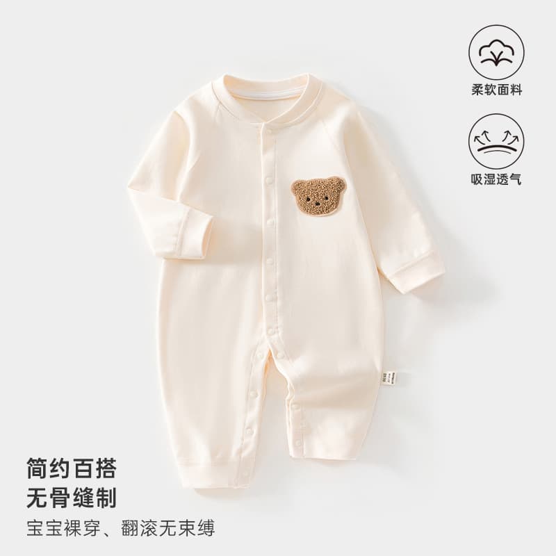 Pure Cotton Baby Romper Seamless Bodysuit Sleepwear Spring Autumn Unisex Infant Jumpsuit Wholesale Drop Shipping