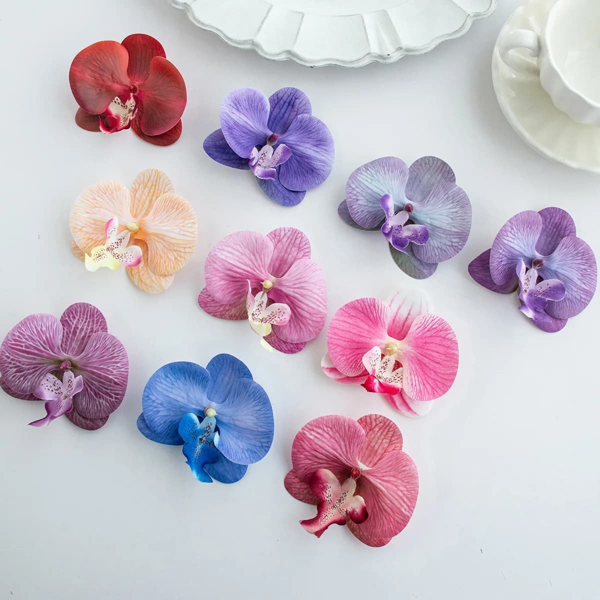 Three-dimensional Phalaenopsis simulated flowers, hairpins, handmade diy dessert table decoration, living room bonsai flower arrangement head