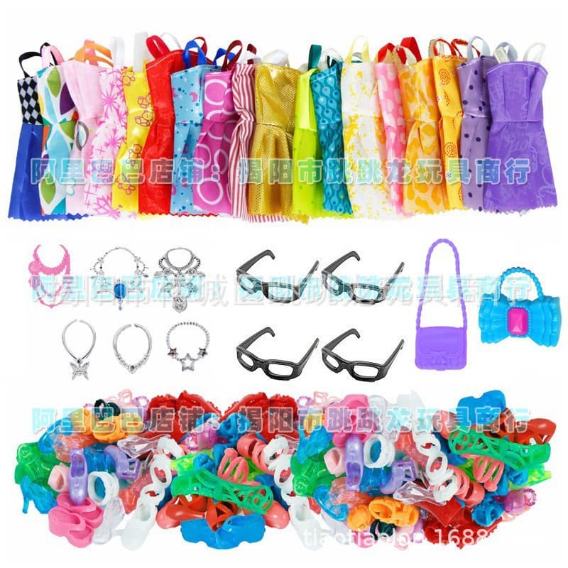 32-Piece Girl Doll Dress Shoes Change Outfit Accessories Set WISH Amazon