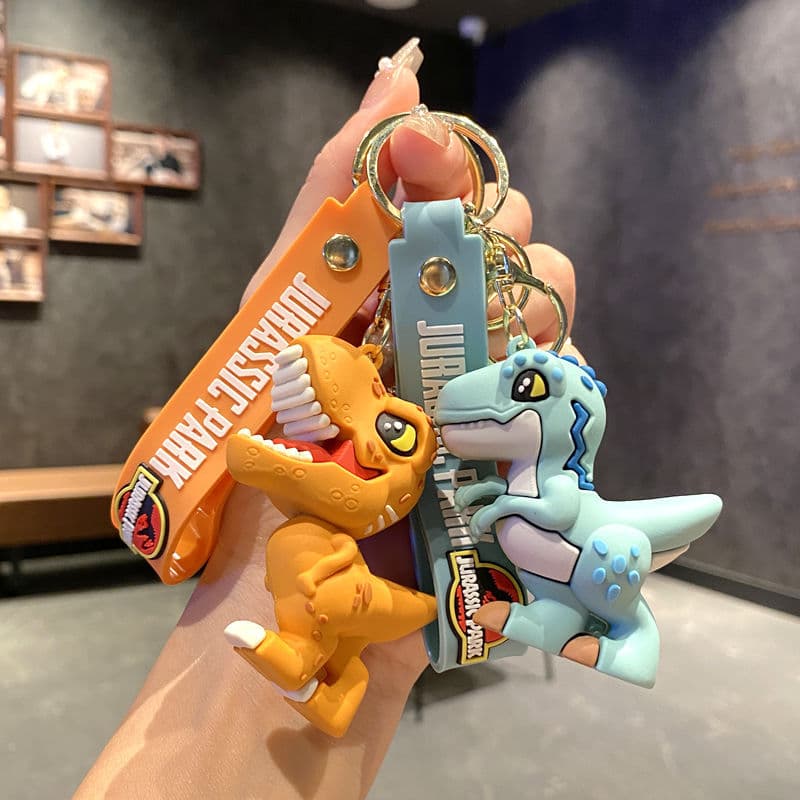 Jurassic World Dinosaur Keychain Tyrannosaurus Rex Triceratops Cartoon Doll Car Keychain Men and Women Small Gifts