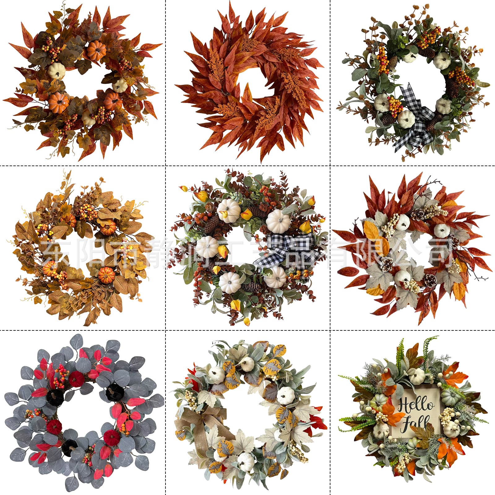 Jingjian Cross-Border New Arrival Autumn Pumpkin Pinecone Wreath Door Window Decoration Thanksgiving Garden Berry Maple Leaf Vine Ring