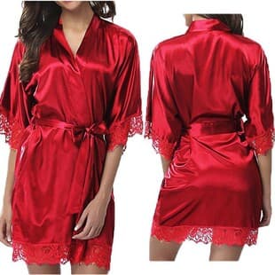 Best-selling Plus Size Robe Lingerie for Europe and America, Hot Export Sexy Bathrobe, Ice Silk Sleepwear 3025