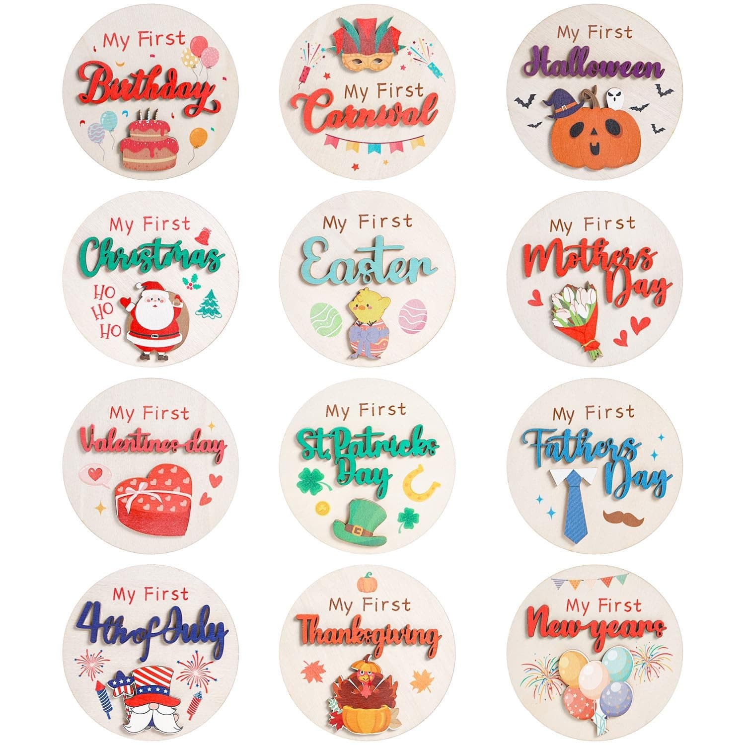 Cross-border hot-selling first holiday sign 12 3D baby signs wooden photography accessories newborn gifts Christmas