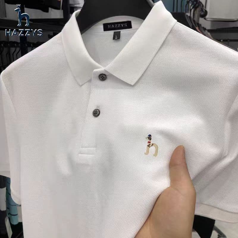 Hajjyz 100% Cotton Short Sleeve T-Shirt for Men, Middle-Aged Business Casual Turn-Down Collar 2024 Summer Polo Shirt