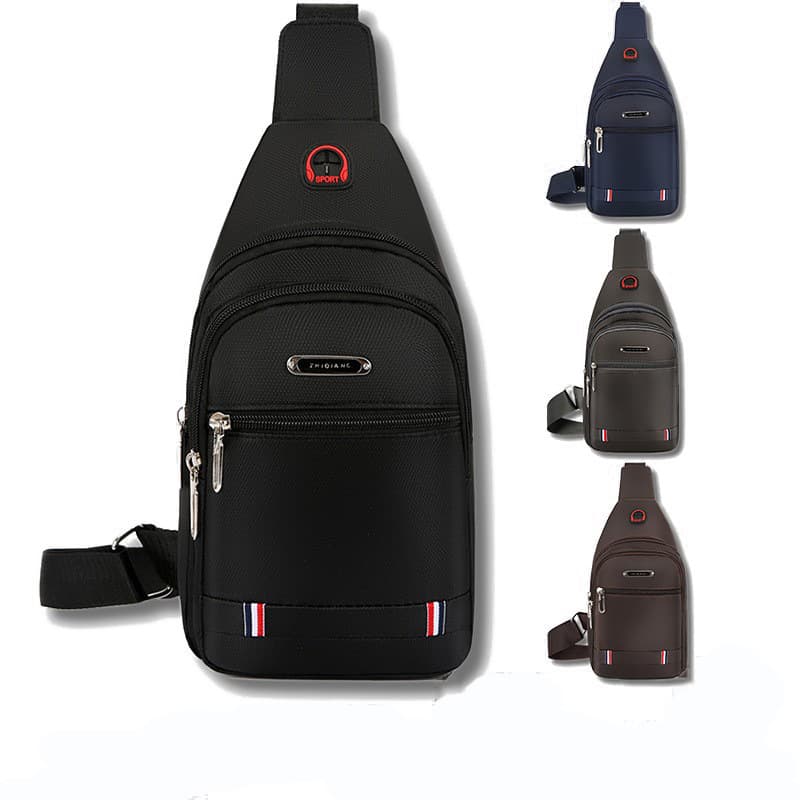 Cross-border men's waterproof and wear-resistant chest bag, simple and versatile, casual and business Oxford cloth crossbody bag, wholesale and dropshipping