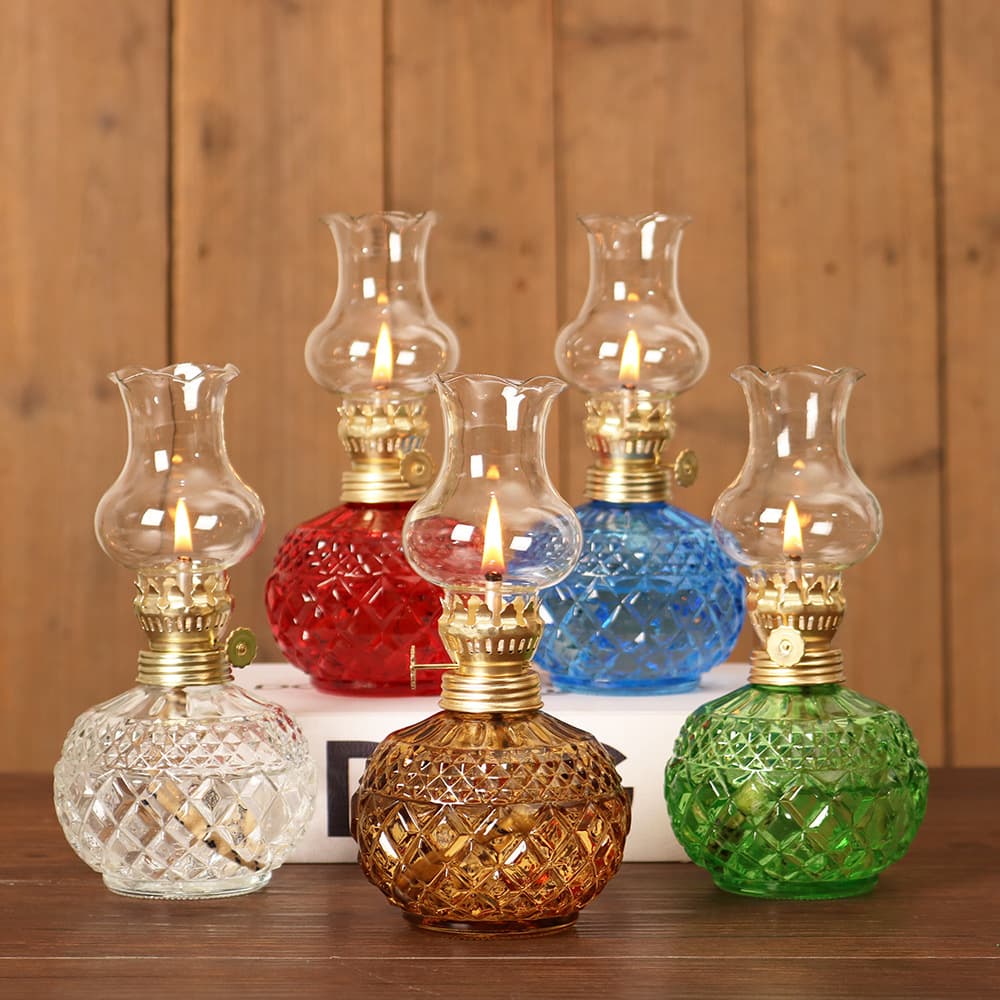 Cross-border old-fashioned household kerosene lamp small glass butter lamp camping home retro offering oil lamp decorative ornaments