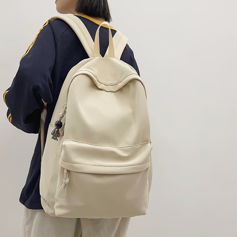 Large Capacity Unisex Backpack Simple Korean Style Pure Color High Aesthetic Value Student Bookbag for Male And Female College Students