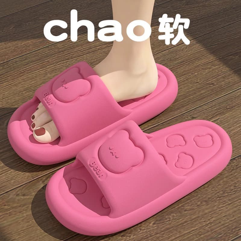 Cute Bear Slippers Women's Summer 2026 New Home Indoor Thick Soled Non-Slip Non-Stinky Feet Couple Sandals Men