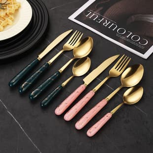 Nordic Stainless Steel Ceramic Handle Knife Fork Spoon Marble Spoon Western Steak Knife Fork Spoon Gift Box 4-Piece Set
