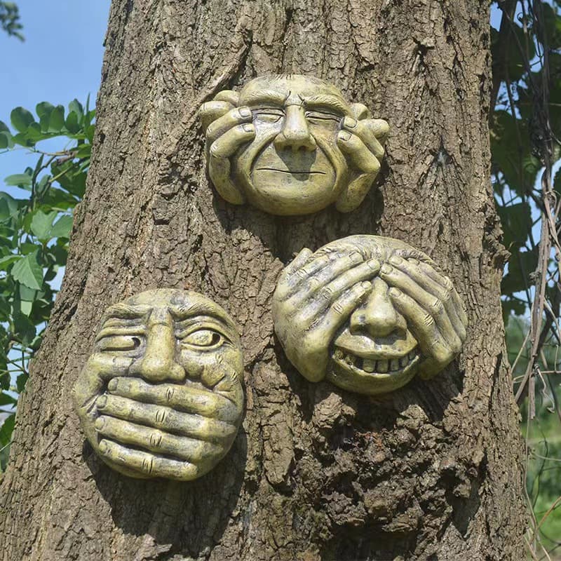 Cross-border Garden Gargoyle Statue Face See No Hear No Speak No Resin Craft Pendant Decorative Design Handmade