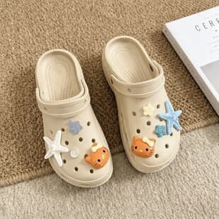 Women's Two-Way Slide Sandals, Crocs-style House Slippers, Thick-Soled High-Heel Closed-Toe Slippers