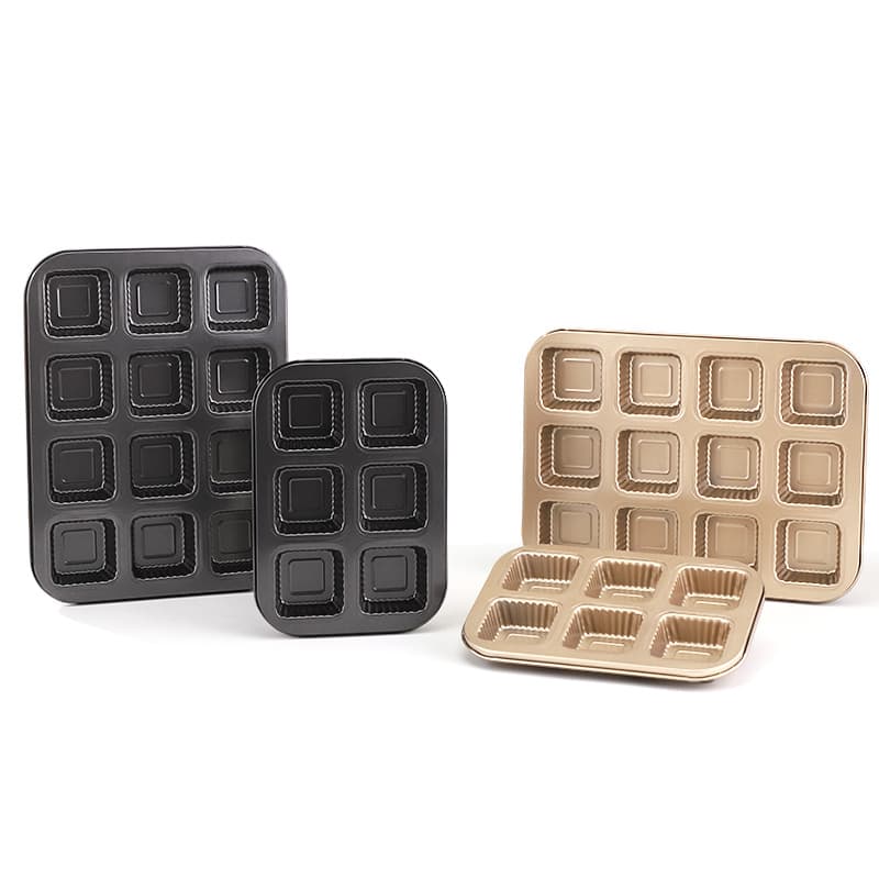 Baking Tools 6-12 Square Baking Pans Non-Stick Small Toast Bread Mold Checkered Pudding Burger Cake Cup
