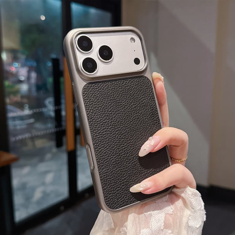 New Skin-Feel Pebble Leather Texture For iPhone 17 Pro Max Phone Case Metallic Paint Full Coverage iPhone 16 Shockproof