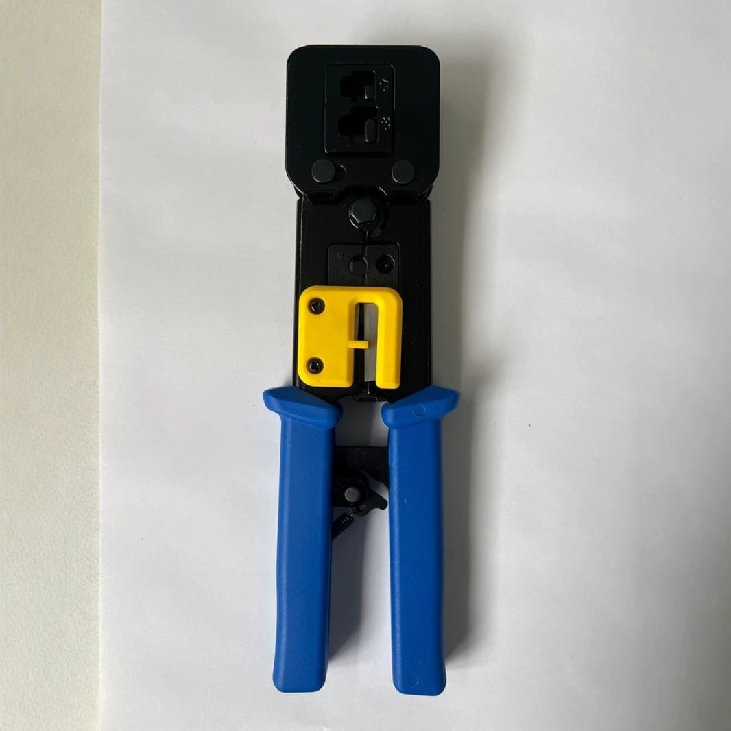 Multi-Function Network Cable Crimper for Home/Project Broadband Wiring, Wire Stripper, RJ45 Pass-Through Crimper
