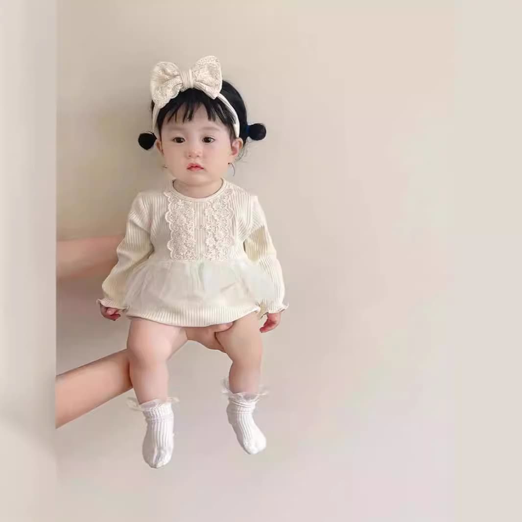 Baby clothes spring new baby girl sweet princess harem super cute hundred days full moon newborn one-piece cotton