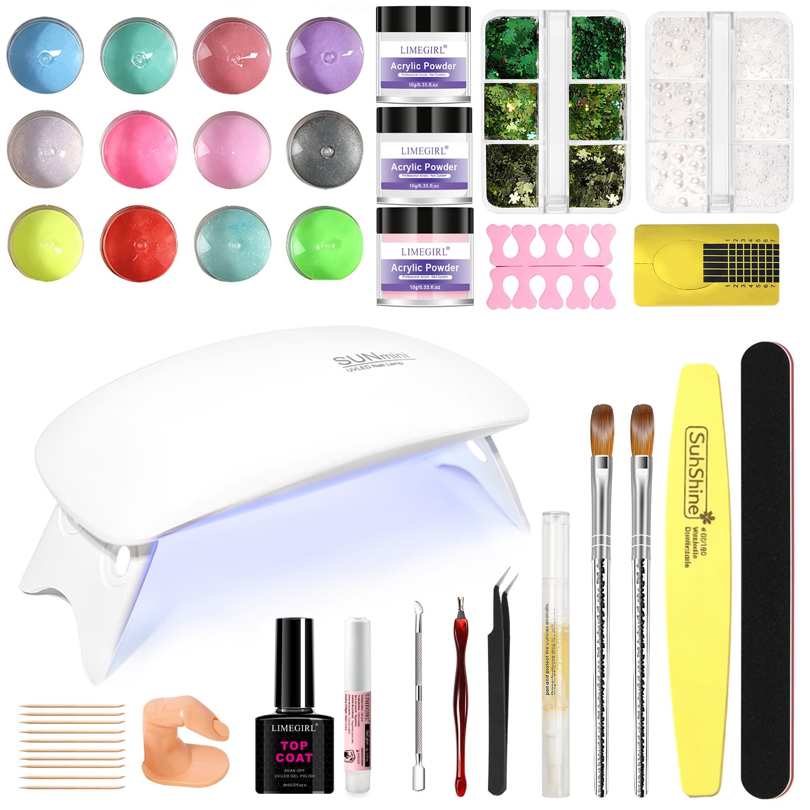 Acrylic Powder Kit Cross-border Wholesale Crystal Powder Nail Art Set with Lamp, Tools, and Full Accessories