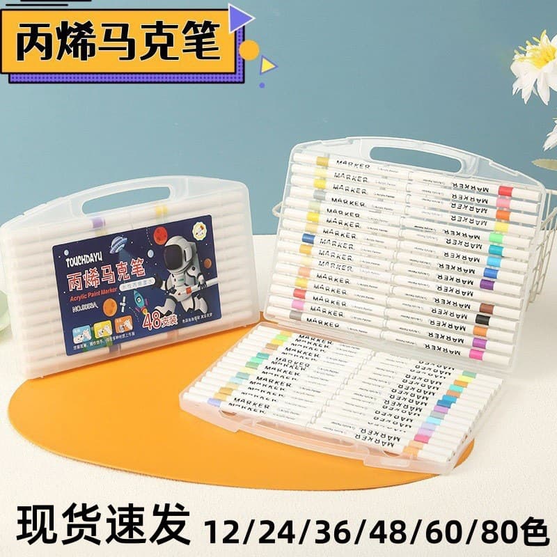 Acrylic Marker Pens for Children's Art, Waterproof Painting Pens, Round Barrel Acrylic Markers, Stackable Colors
