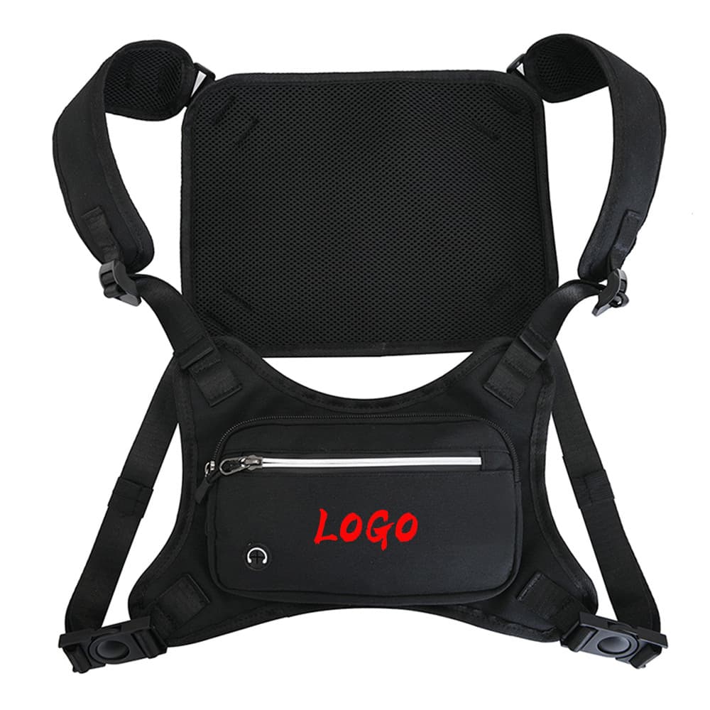 Cross-border new type of printable reflective strips tactical chest bag vest night running hiking lightweight sports chest bag wholesale