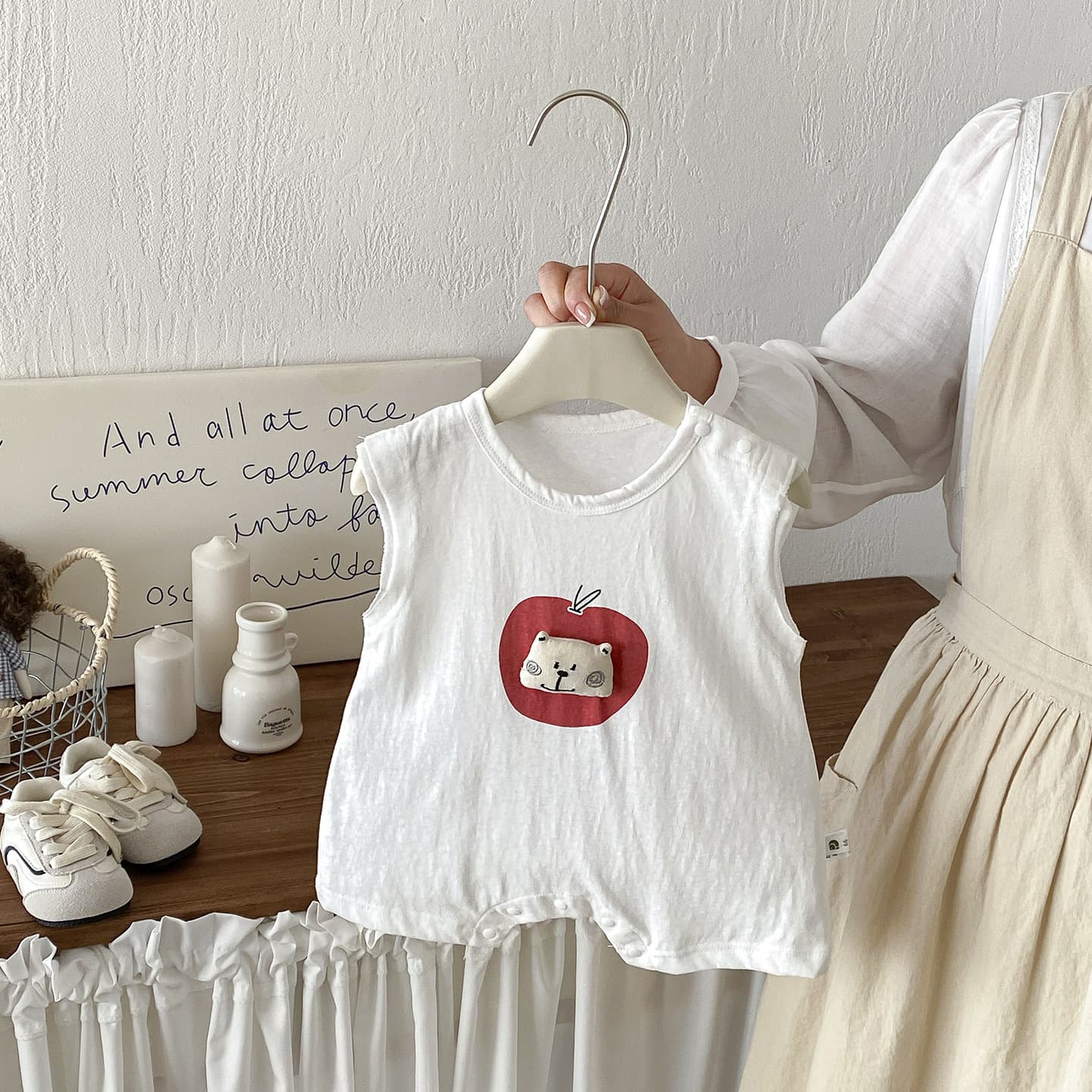 Dianxi Infant Apple Romper Summer New Style Baby Girl Toddler Jumpsuit Thin Cute Sleeveless Top
