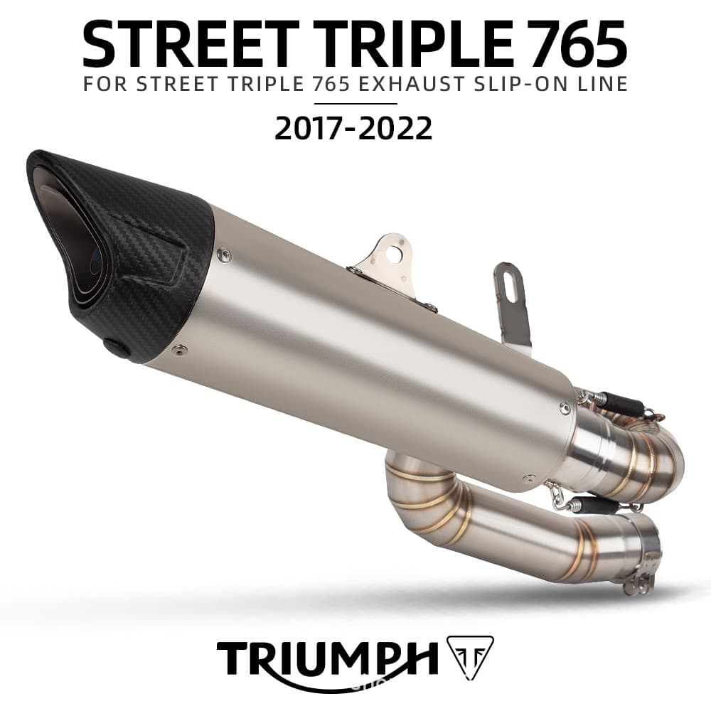 For motorcycle exhaust modification Triumph 765 stainless steel mid-section C27 shark carbon fiber end section