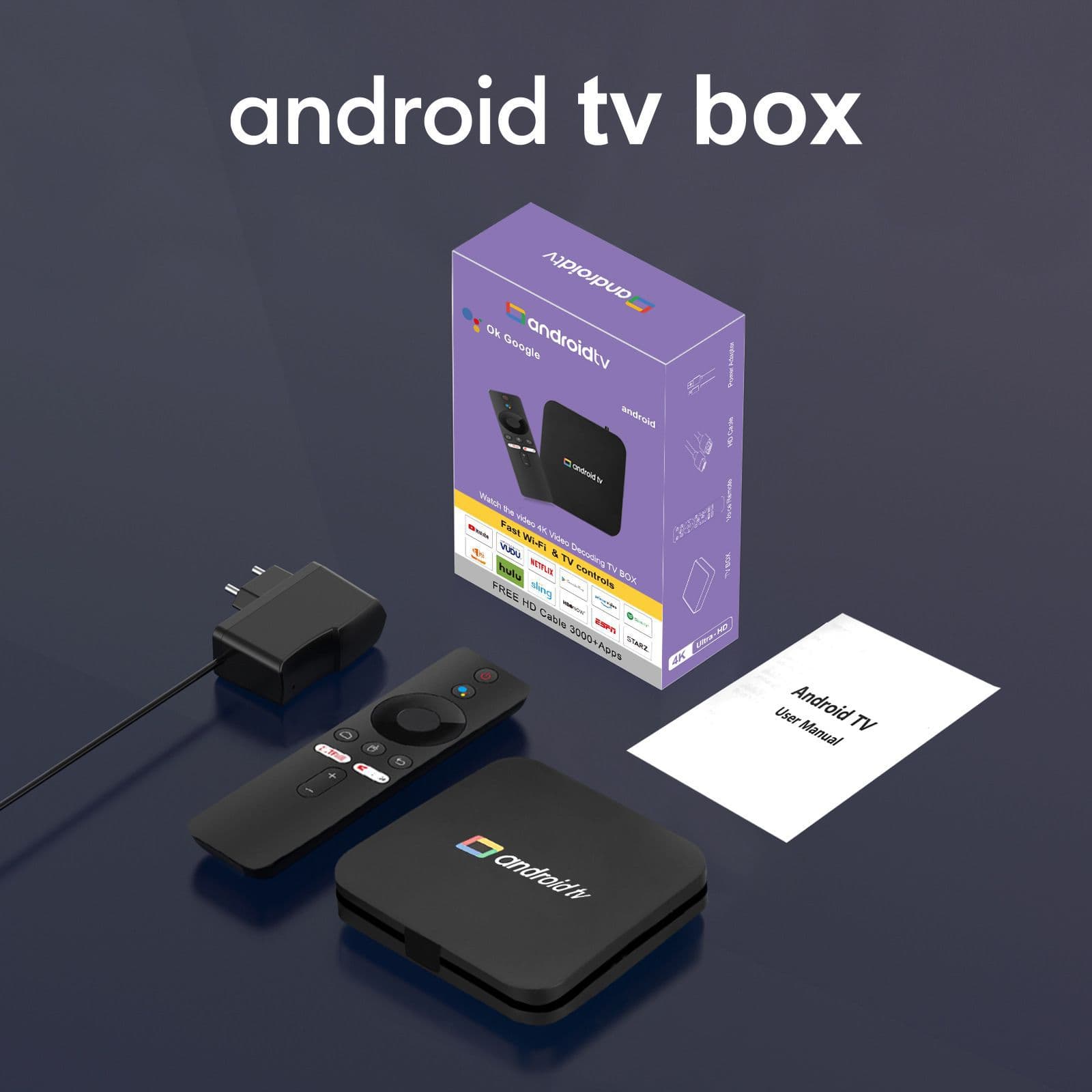ATV Network Set-Top Box Android TV Box Player Google Voice 5G Dual-Band with Bluetooth