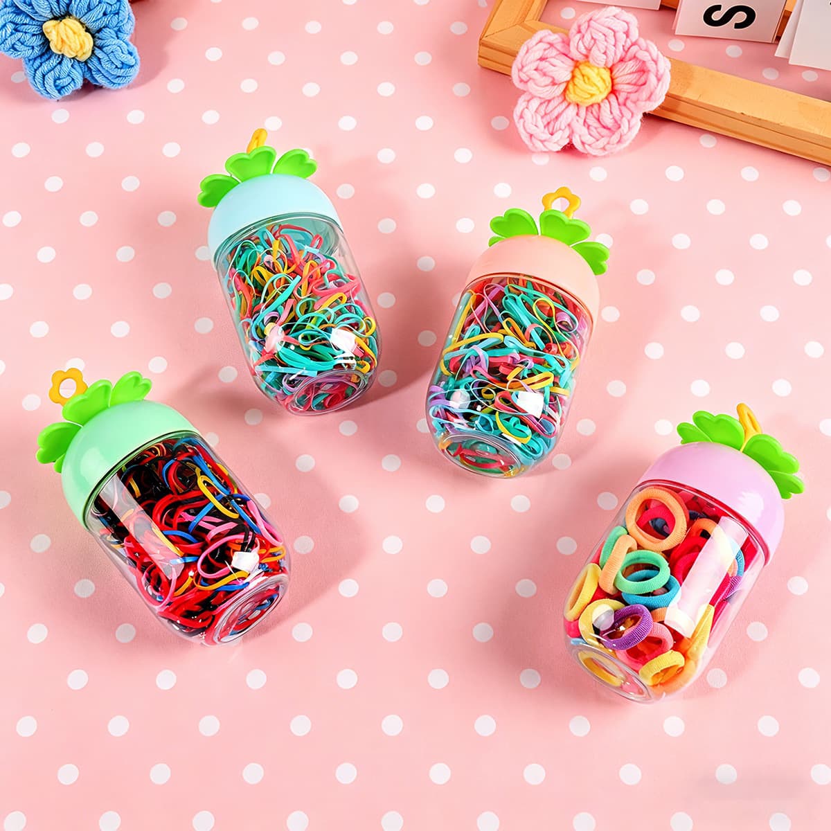 Elastic Band Packaging Box Cute Plastic Box Children's Hair Clip Storage Box Round Jar Round Box Candy Box Jewelry Box